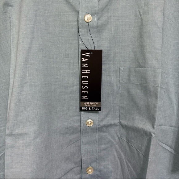 Van Heusen Men's Button Front Shirt Short Sleeve NWT 4XL 21-21.5" Cotton Blend - Picture 2 of 8
